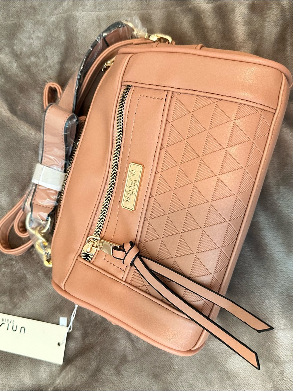 Brown  Quilted Crossbody Bag with Gold Accents
